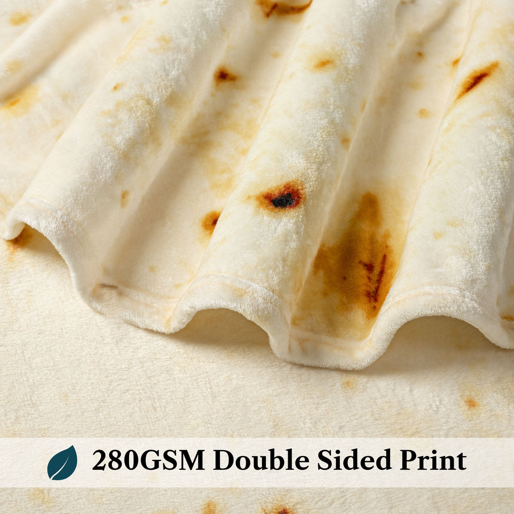 Reversible Sherpa Burrito Tortilla Blanket, Double Sided Taco Flour Wrap Novelty Throw for Adult Kid Teen, Realistic Food Blanket, Funn... - Cozy Fleece Throw Blanket for Couch & Bed Detail