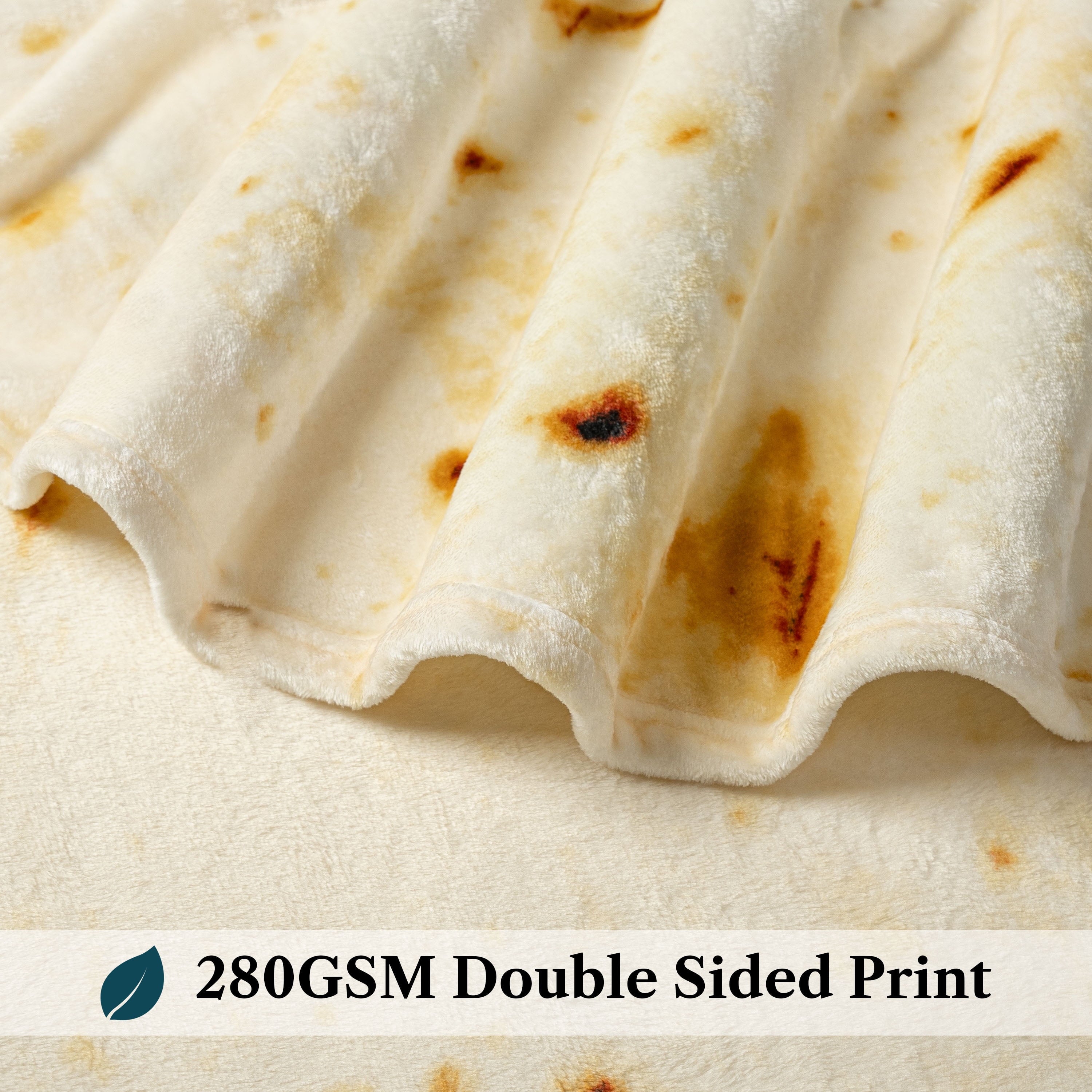 Reversible Sherpa Burrito Tortilla Blanket, Double Sided Taco Flour Wrap Novelty Throw for Adult Kid Teen, Realistic Food Blanket, Funn... - Cozy Fleece Throw Blanket for Couch & Bed Detail