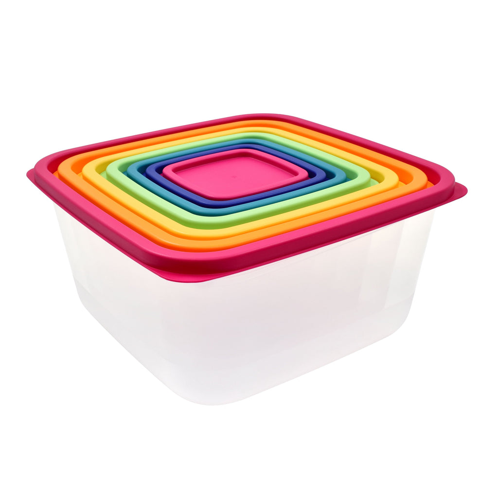 Whimsical Doughnut Plastic Rainbow Food Storage Set, Multi Color, 14 Count, Best Used for Leftover Storage and Reheating - Squishy Dohnut Sweet Treat Shaped Stress Toy Detail