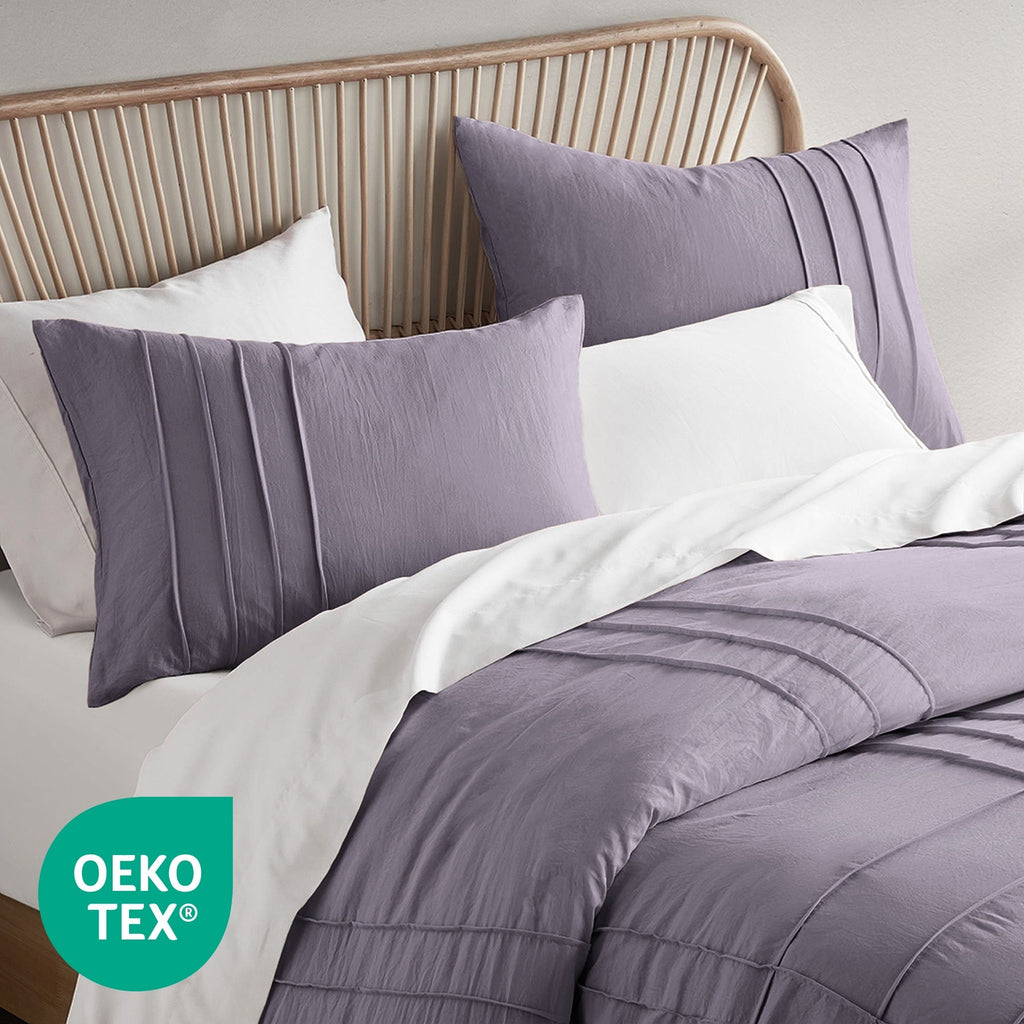 Hypoallergenic Cloud Full/Queen Comforter Set, Boho 3-Piece Pintuck Stitching Bedding Set, Soft Washed Pleated Bed Sets with Pillow Shams,... - All-Season Down Alternative Comforter Insert Detail