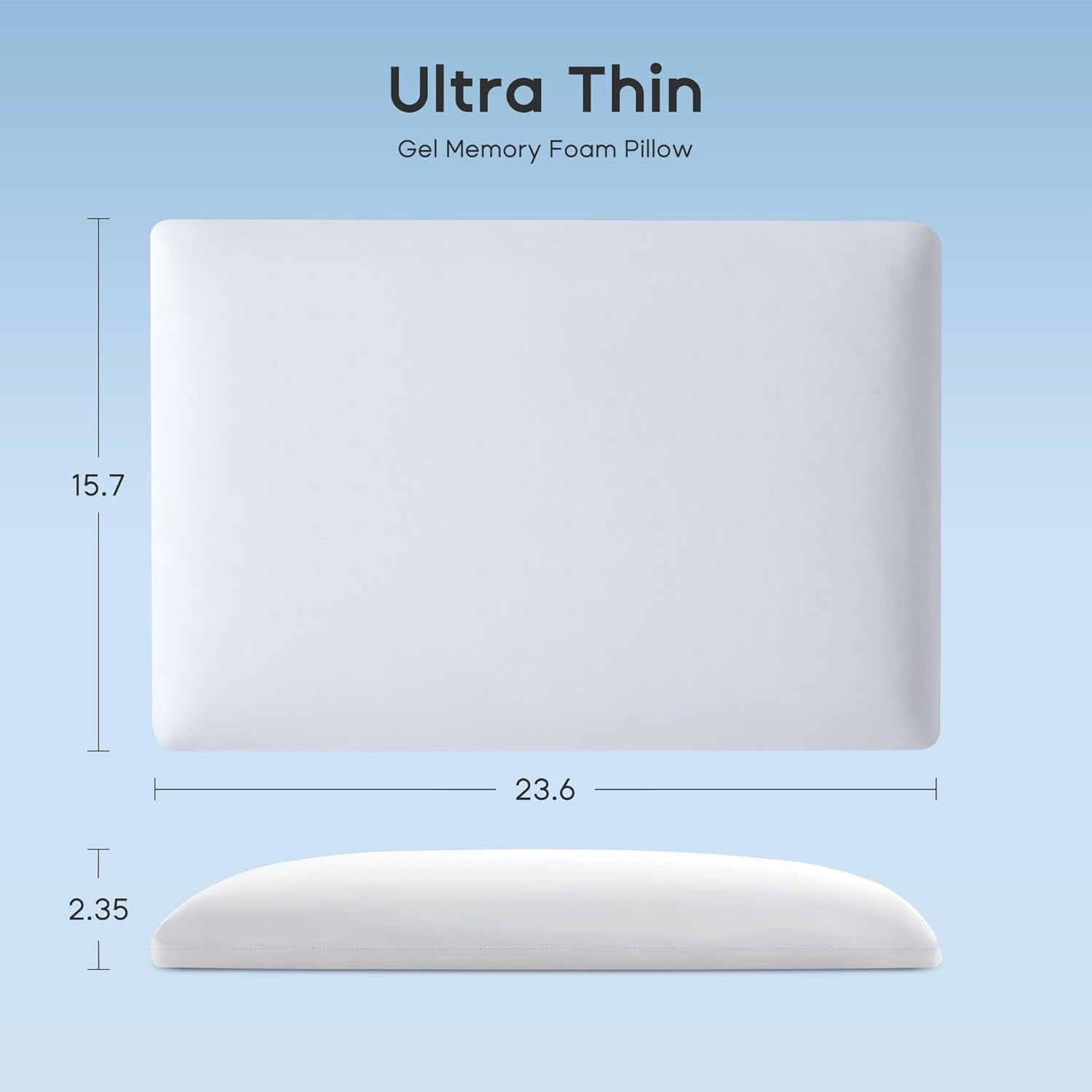 Orthopedic Support Ultra Thin Cooling Memory Foam Pillows, Summer Bed Pillows for Back, Stomach or Side Sleepers, Flat Pillow with Washa... - Orthopedic Shredded Foam Bed Pillow Set Detail