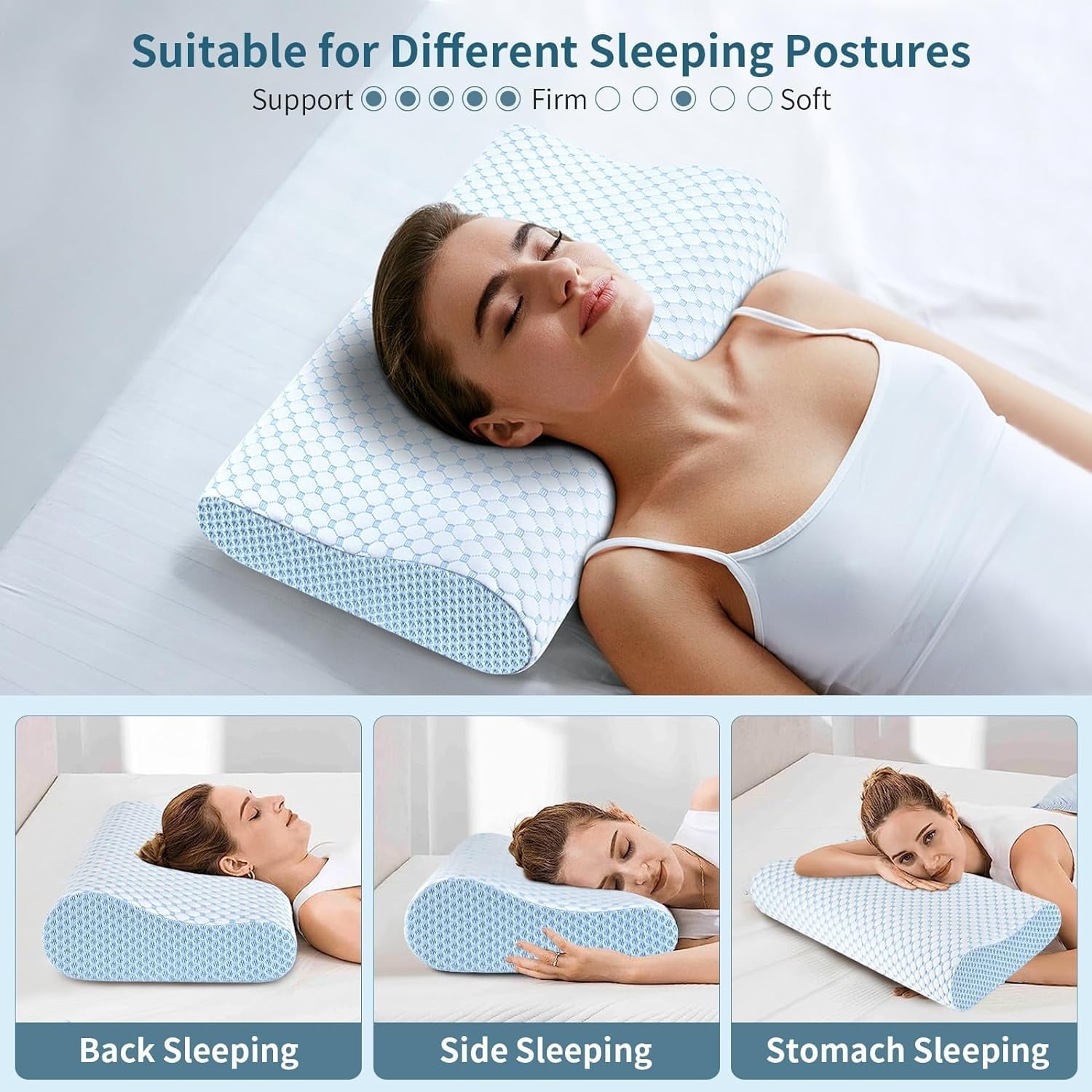 Ergonomic Memory Foam for Neck Pain Relief, Contour Memory Foam s for Sleeping, Odorless Ergonomic Adjustable Orthopedic Cooling Bed Neck S... - Decorative Throw Pillow Cushion for Sofa & Bed Detail