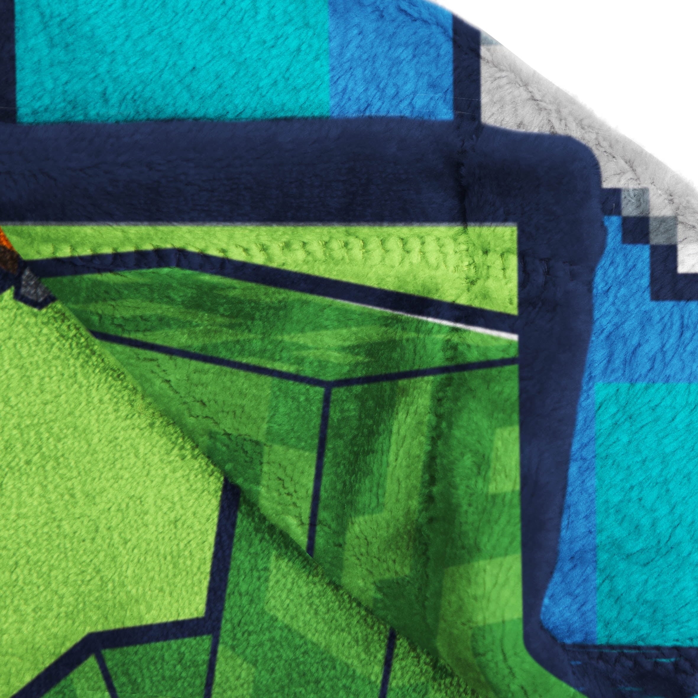 Cozy Fleece Minecraft Kids Twin/Full Blanket, 62 x 90, Microfiber, Green and Blue - Luxury Knitted Decorative Throw Blanket with Fringes Detail