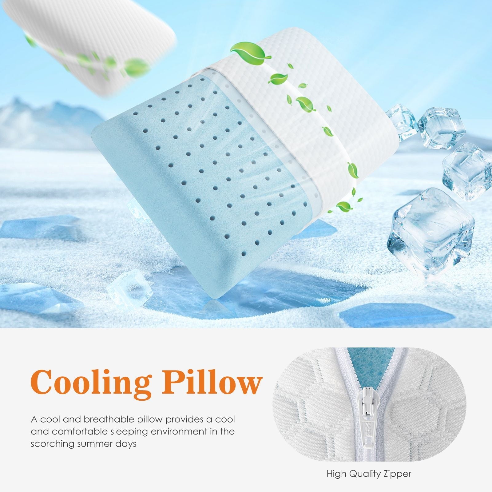 Ergonomic Memory Foam Memory Foam Pillow, Standard Size Pillows for Sleeping, Bed Pillow Soft and Comfortable, 1 Pack - Hotel Quality Plush Sleeping Pillows Detail