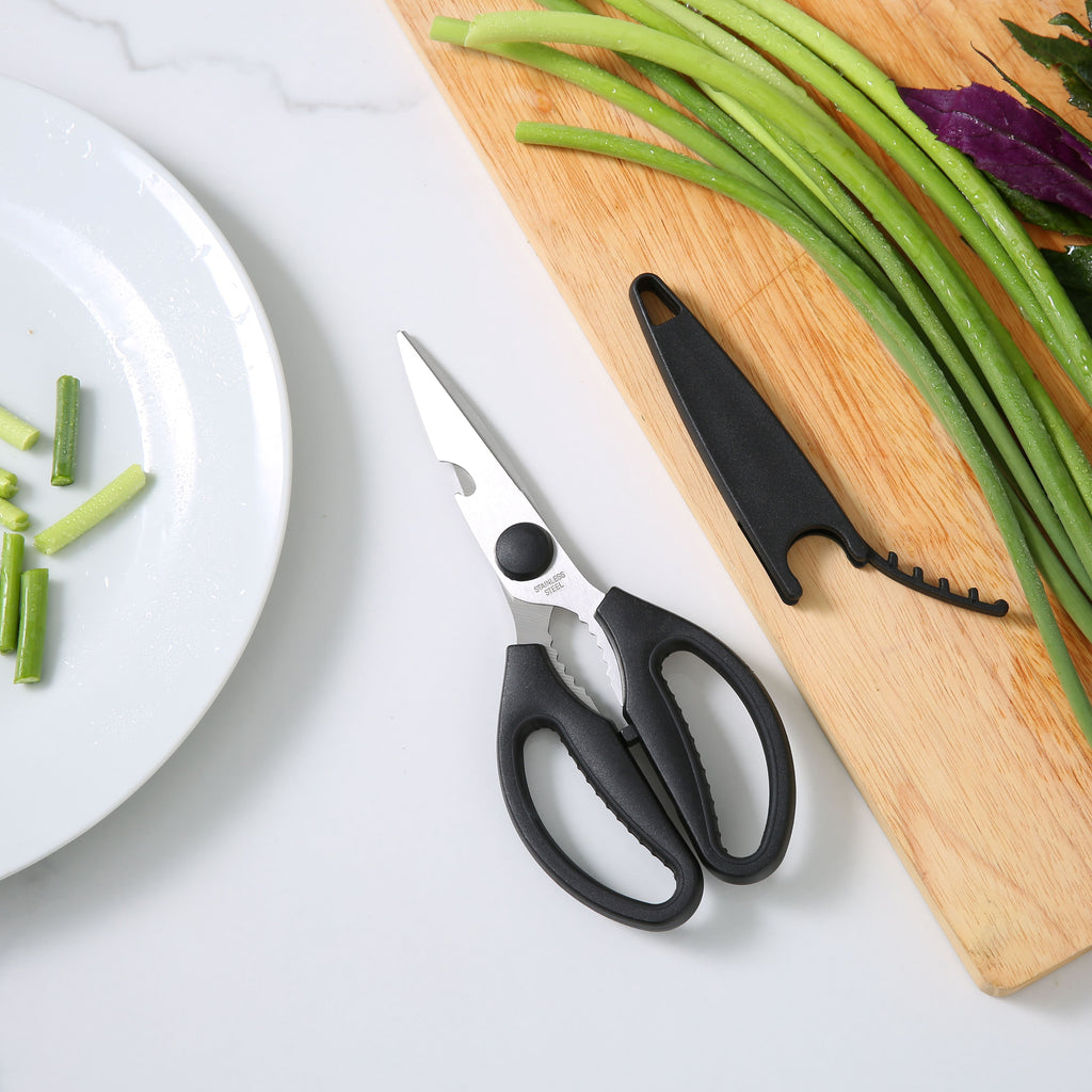 Premium Kitchen Stainless Steel Multi-Purpose Kitchen Shears with Grip 1 Each - Premium Stainless Steel Garlic Presser & Peeler Detail