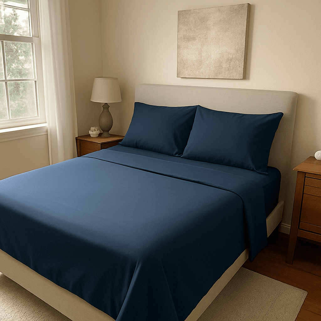 Breathable Luxury 3-Piece Twin Sheet Set, Ultra-Soft 800 Thread Count Microfiber, Deep Pocket, Twin, Blue Indigo - Luxury Bed Sheet Set with Deep Pockets Detail