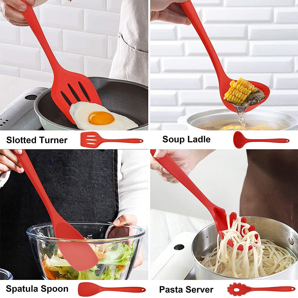 Premium Silicone 14 Pcs Cooking Utensils Set with Holder, Heat Resistant Silicone Kitchen Cookware Utensils Set, Kitchen Cooking Tools... - Heat-Resistant Silicone Cooking Spatula Turner Detail