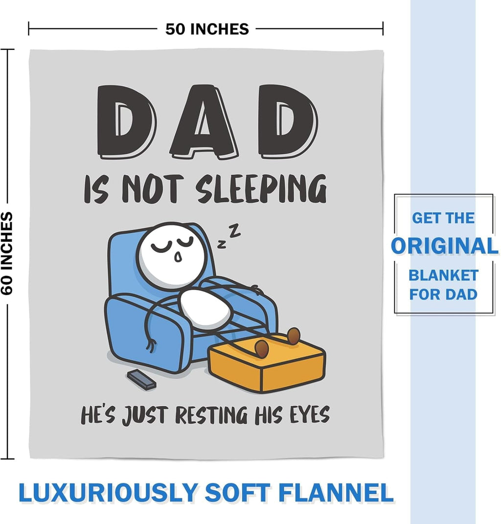 Reversible Sherpa Funny Fathers Day Dad Gifts , Dads Birthday Gifts, Dad is Not Sleeping Blanket, Super Soft Throws Blanket for Napping - Super Soft Reversible Sherpa Flannel Blanket Detail