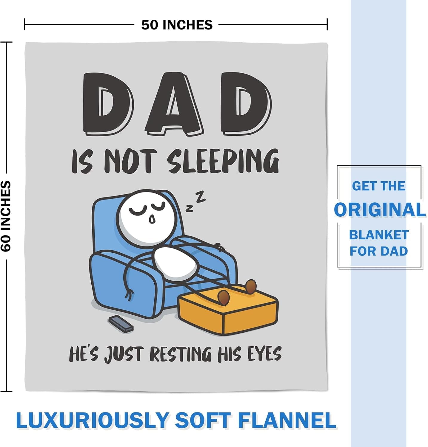 Reversible Sherpa Funny Fathers Day Dad Gifts , Dads Birthday Gifts, Dad is Not Sleeping Blanket, Super Soft Throws Blanket for Napping - Super Soft Reversible Sherpa Flannel Blanket Detail