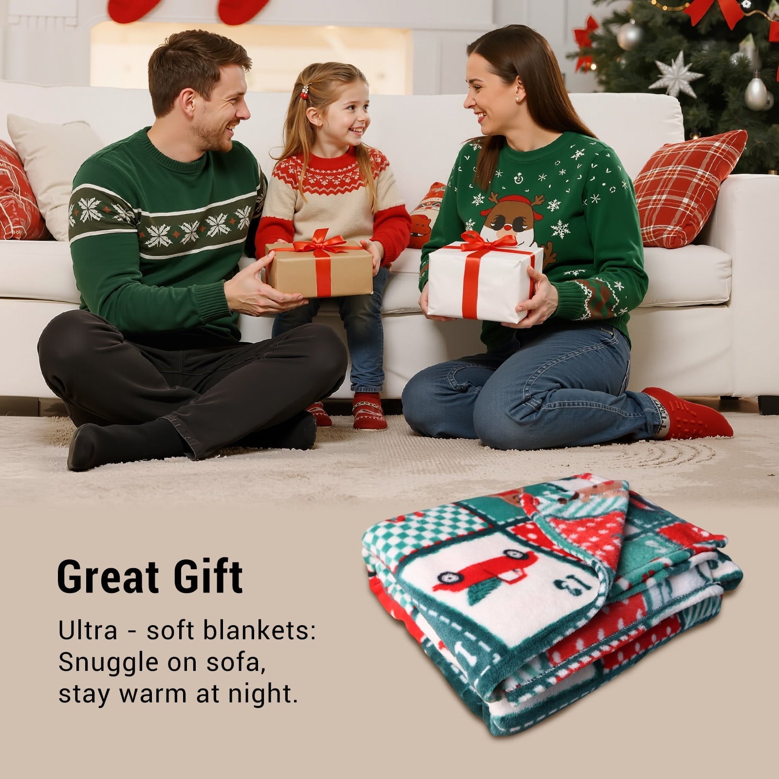 Decorative Knitted Cozy Blanket Printed Blanket Throw Christmas Blanket - 300 GSM Fleece Blanket Throw Size Blanket for Home Decoration,... - Cozy Fleece Throw Blanket for Couch & Bed Detail