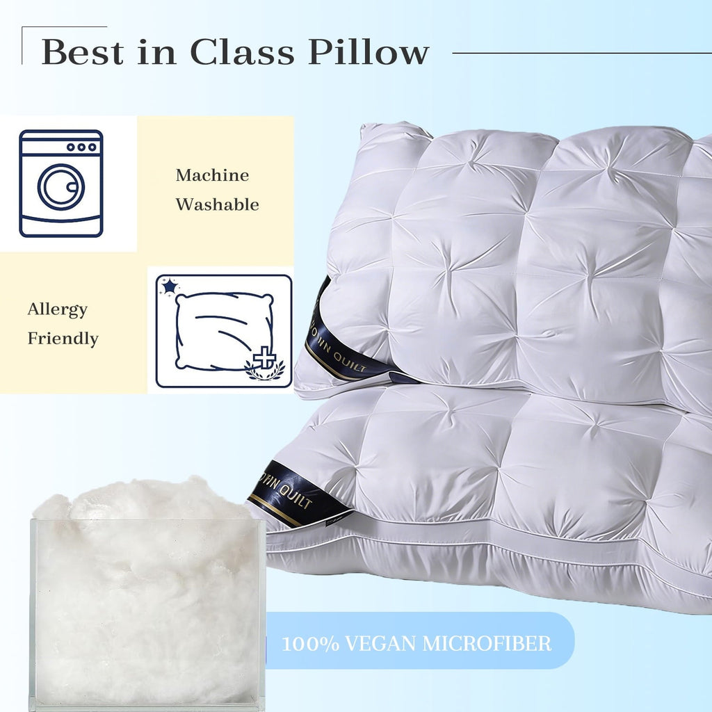 Decorative Plump 2-Pack White Twisted Bed Pillows (20" x 16.5") - Soft Plush Down Alternative, Breathable and Hypoallergenic, Standard... - Hotel Quality Plush Sleeping Pillows Detail
