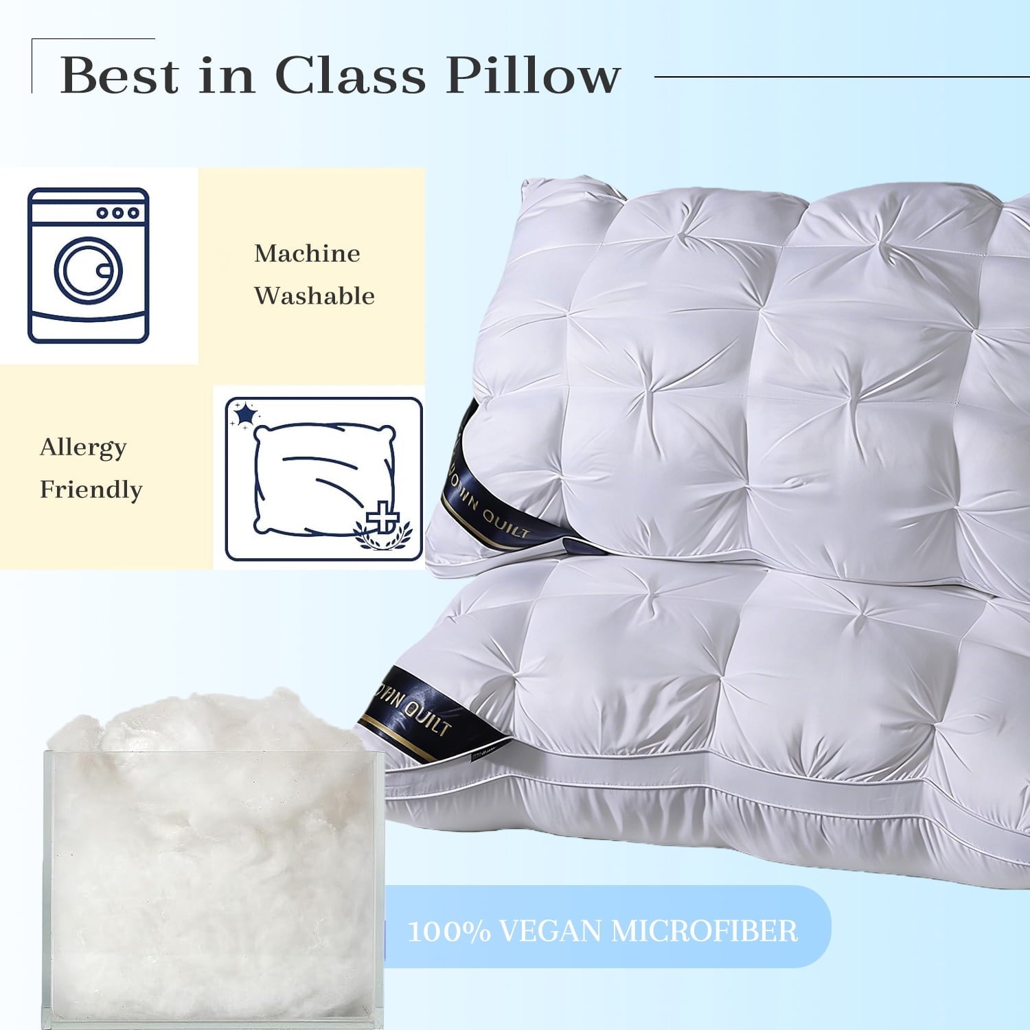 Decorative Plump 2-Pack White Twisted Bed Pillows (20" x 16.5") - Soft Plush Down Alternative, Breathable and Hypoallergenic, Standard... - Hotel Quality Plush Sleeping Pillows Detail