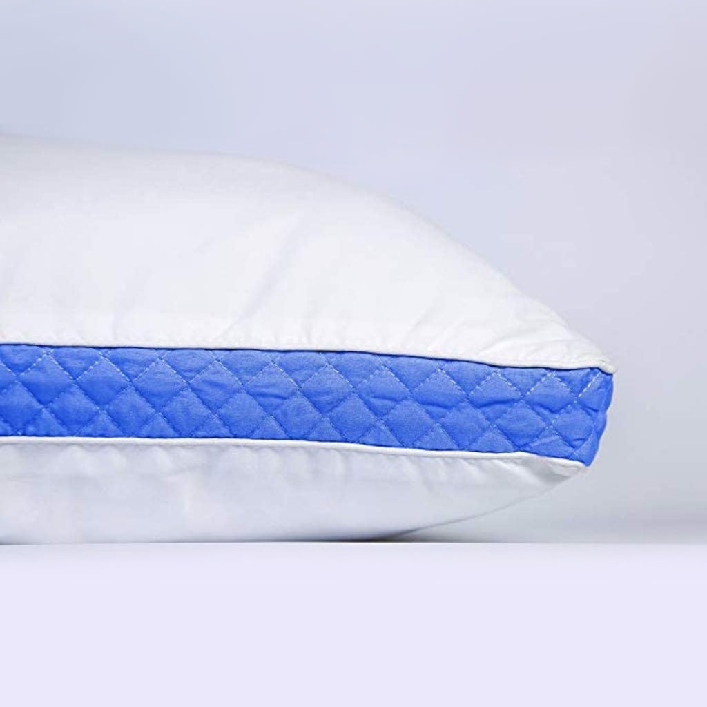 Hotel Collection Gusseted Quilted King Size Bed Pillows Set of 2, Blue Bed Pillows for Side Sleepers and Back Sleepers - Hotel Quality Plush Sleeping Pillows Detail