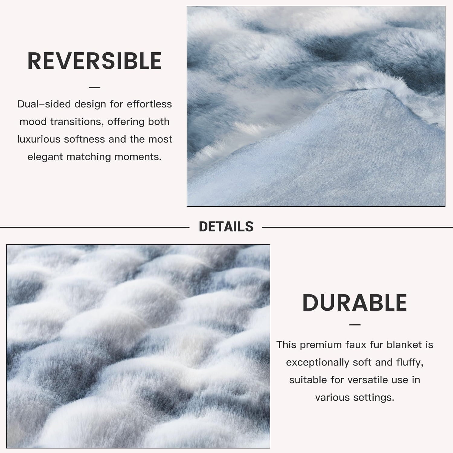 Cozy Fleece Faux Fur Blanket Fluffy Luxury Throw Blanket Plush Fuzzy Blanket for Couch Bed 50×60 Inches Tie-dyed Blue - Cozy Fleece Throw Blanket for Couch & Bed Detail