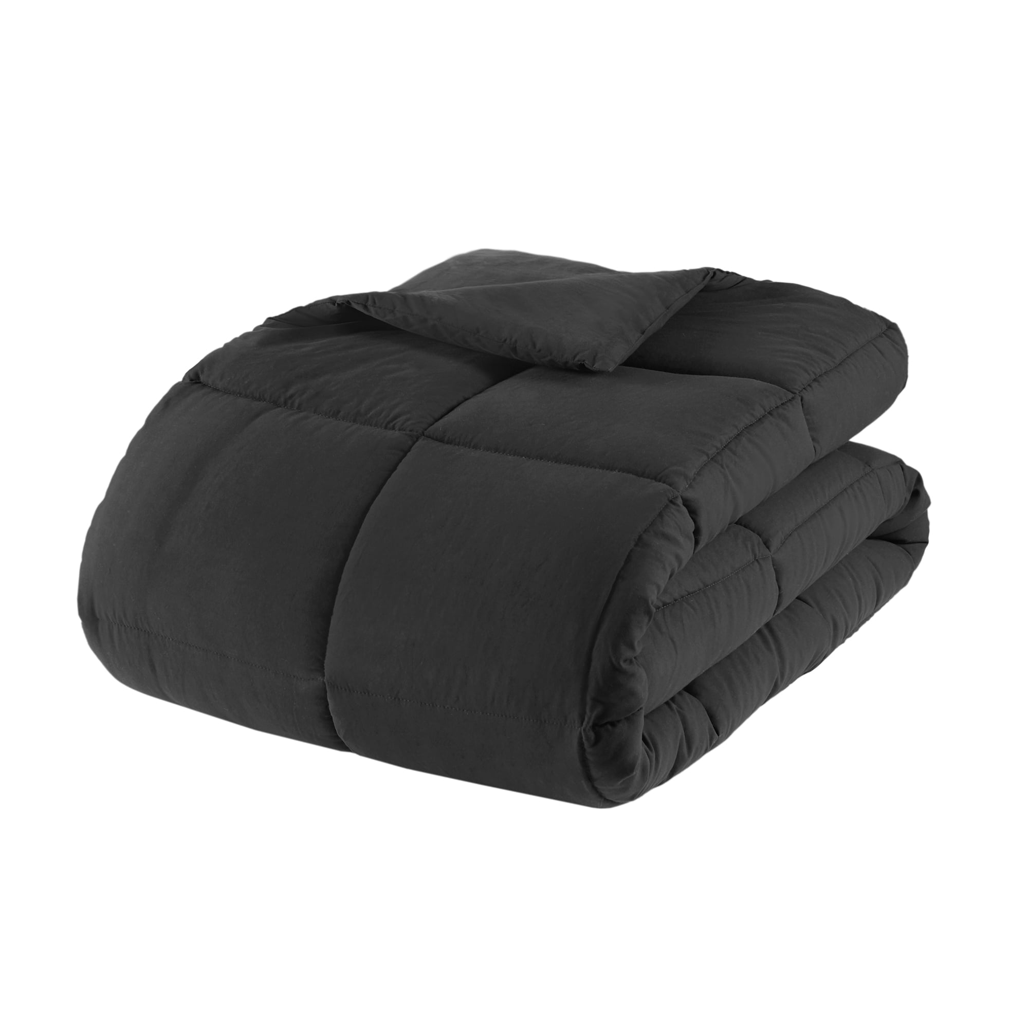 All-Season All in One Down Alt Reversible Comforter and Sheet set- 5 Piece, Twin, Black - Luxurious Quilted Duvet Cover Set Detail