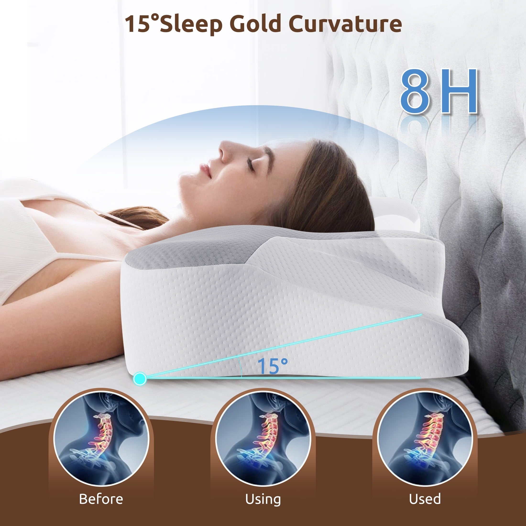 Fluffy Shredded Memory Foam Pillow for Neck Pain Relief Cervical Sleepers Standard/Queen Gray - Ergonomic Memory Foam Pillow for Neck Pain Support Detail