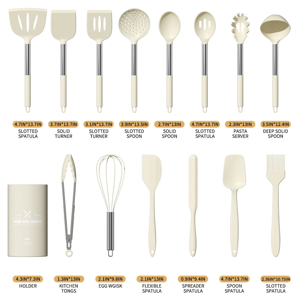 Heavy Duty Silicone Cooking Utensil Set, 30 Pcs Kitchen Utensils Set with Stainless Steel Handle, Food Grade Silicone Spatula Se... - Multi-Purpose Hand Tool for Daily Meal Prep Detail