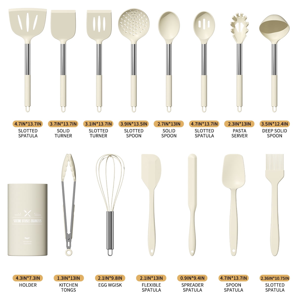 Heavy Duty Silicone Cooking Utensil Set, 30 Pcs Kitchen Utensils Set with Stainless Steel Handle, Food Grade Silicone Spatula Se... - Multi-Purpose Hand Tool for Daily Meal Prep Detail