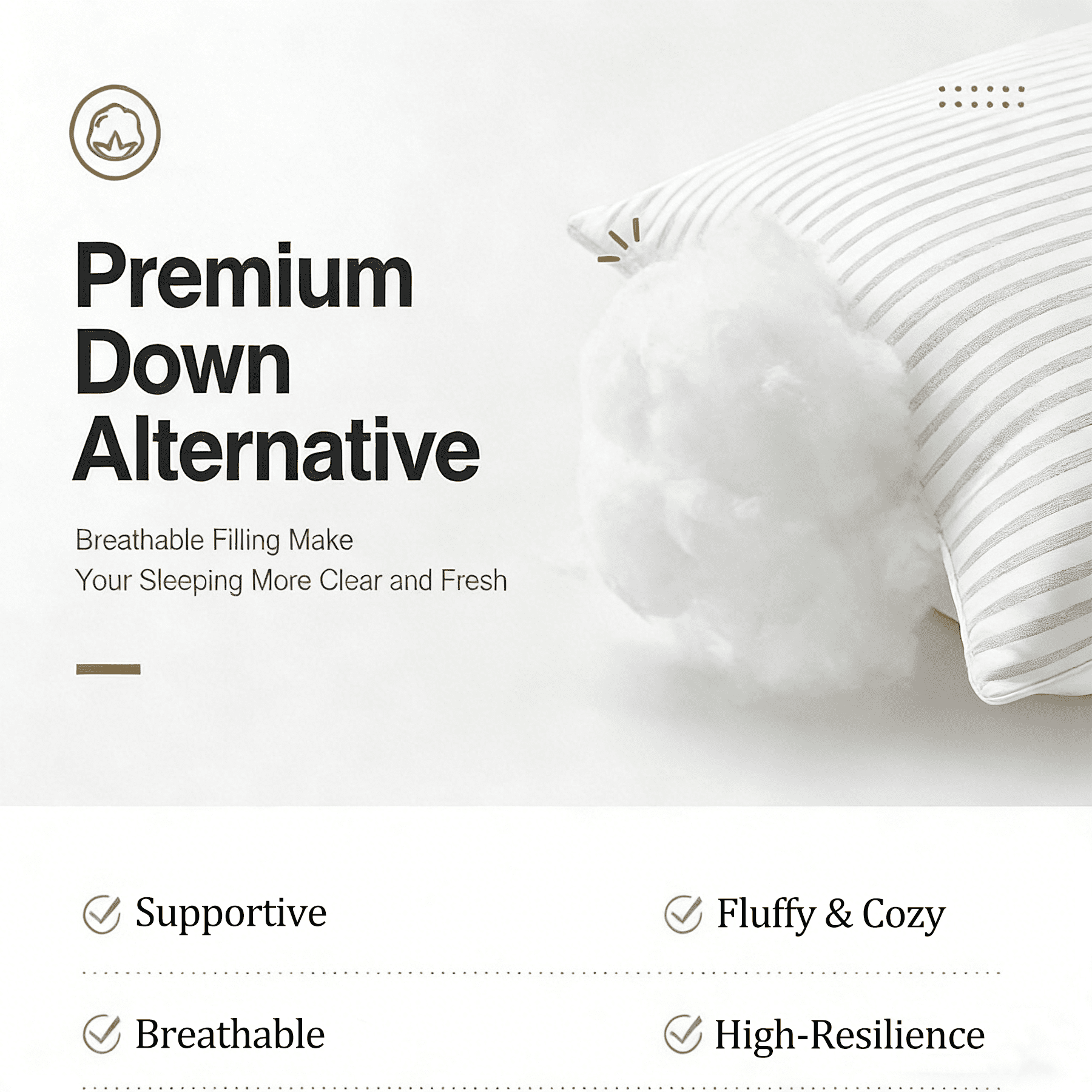 Orthopedic Support Pillow for Bed Standard Size Set of 2 ,Down Alternative Pillows for Sleeping 20x26inch, Luxury Hotel Pillow for Back,... - Decorative Throw Pillow Cushion for Sofa & Bed Detail
