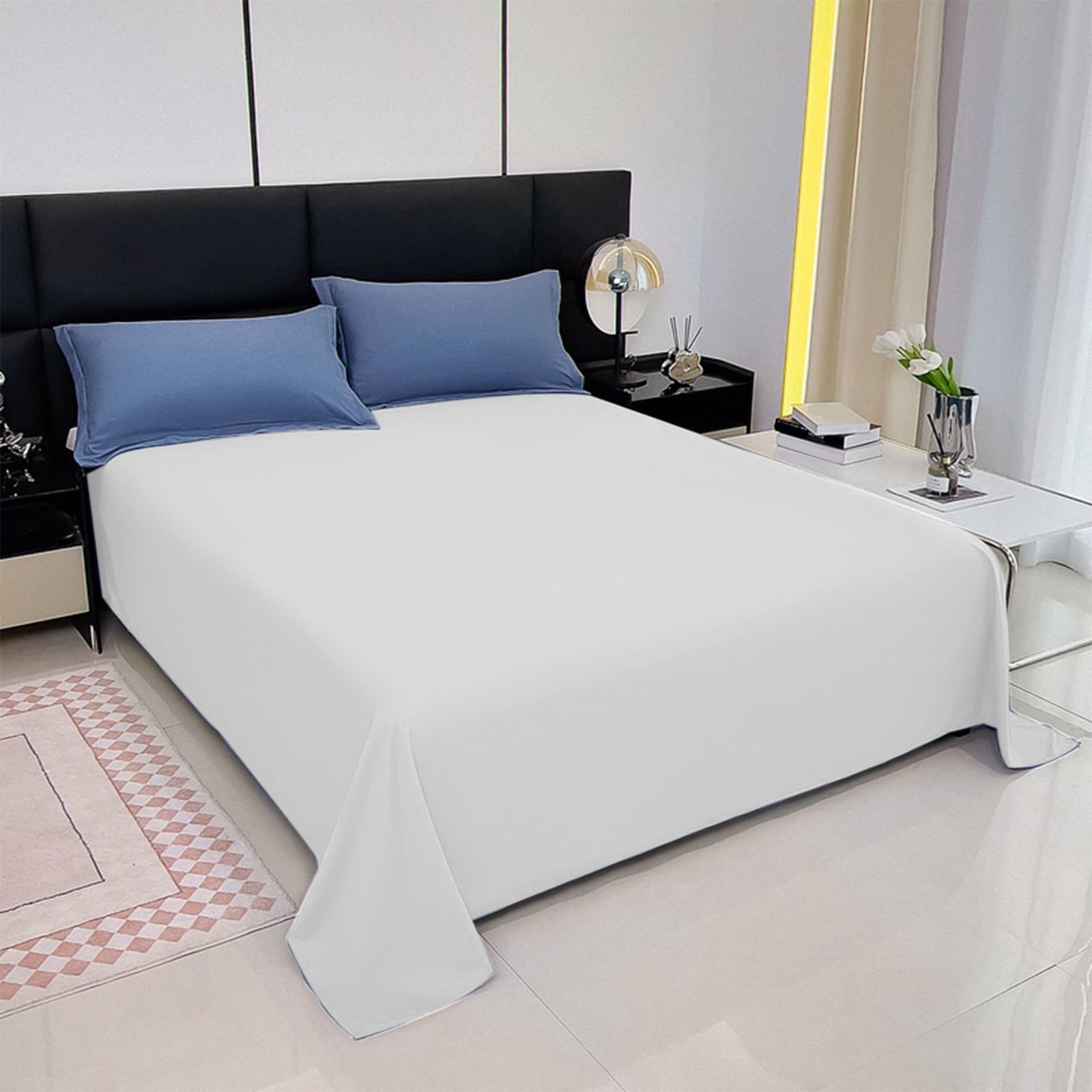 Cooling Sateen Color Twin Size Flat Sheet - Hotel Quality Top Flat Bed Sheet Only, Ultra Soft, Comfy, Breathable & Cooling - Fade & ... - Breathable Egyptian Cotton Flat & Fitted Sheets Detail