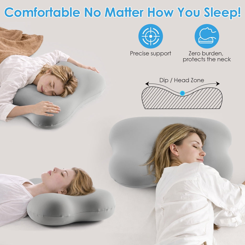 Hotel Collection Cervical Pillow Orthopedic Cervical Pillow for Neck Pain Relief, Memory Foam Bed Pillow with Pillowcase, Contour Bed ... - Hotel Quality Plush Sleeping Pillows Detail