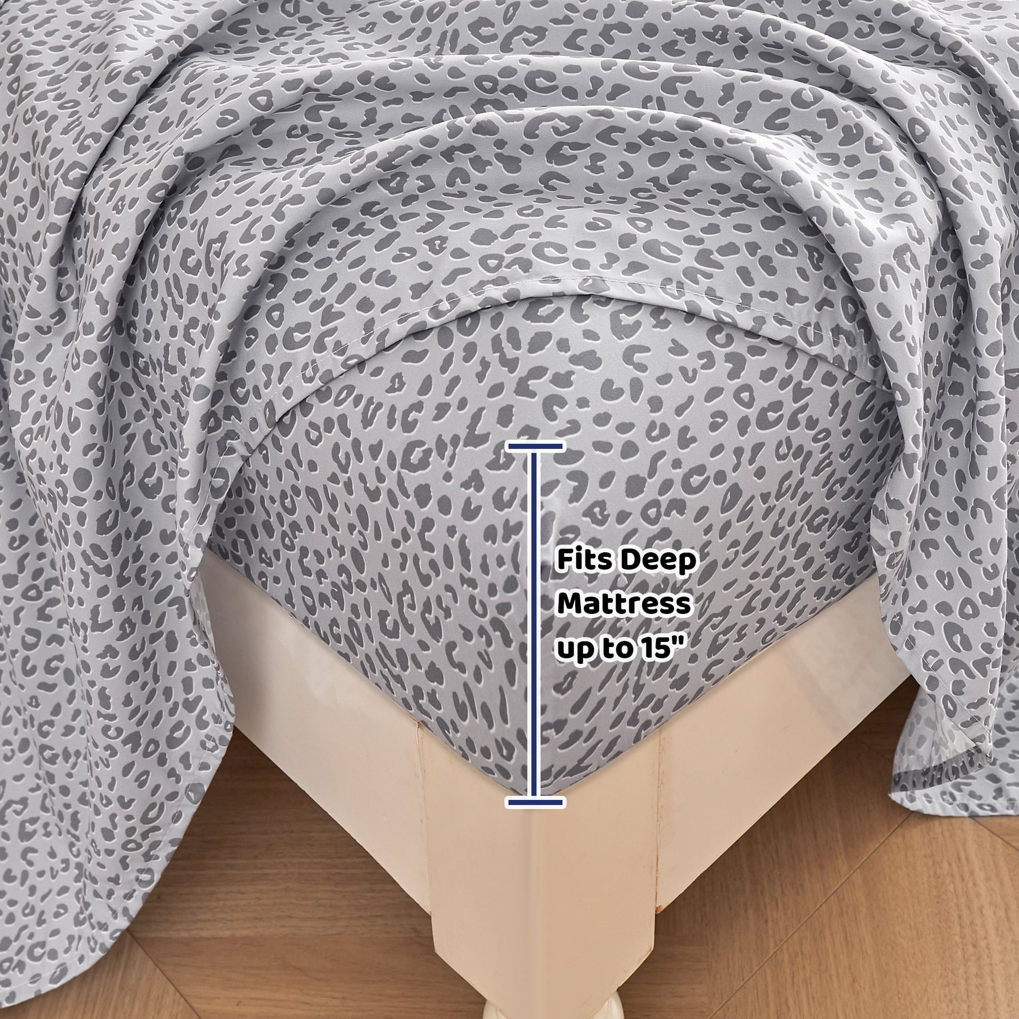 Ultra-Soft Floral King Sheets, Soft Breathable Microfiber Printed Bed Sheet Set, Deep Pocket Non-Slip Fitted Sheet Included - Cooling Hotel Quality Bedding Sheets and Pillowcases Detail