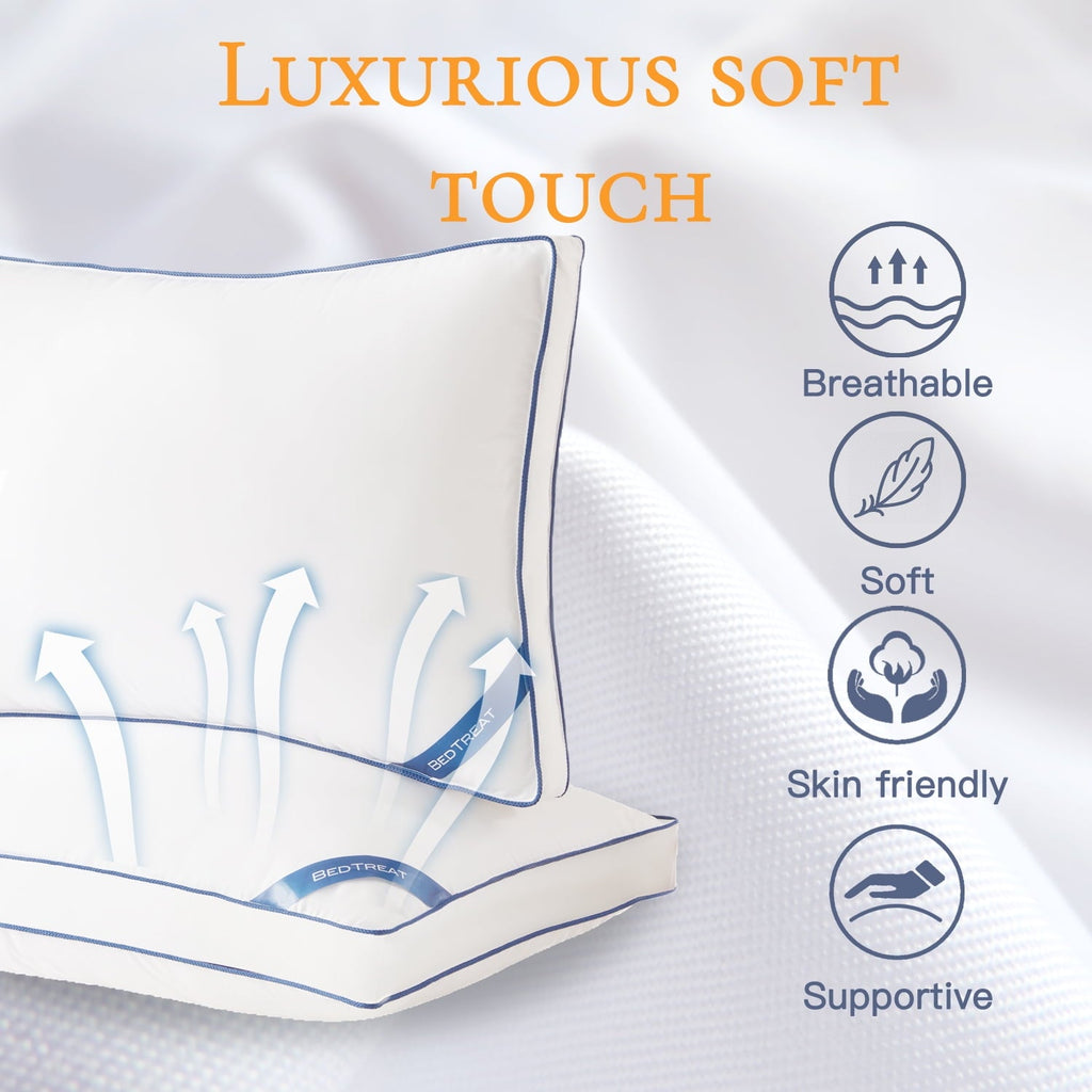 Fluffy Shredded Goose Down Feather Pillows Queen Size Set of 2, Luxury Soft Hotel Quality pillows for Sleeping, Organic Cotton Cover ... - Ergonomic Memory Foam Pillow for Neck Pain Support Detail