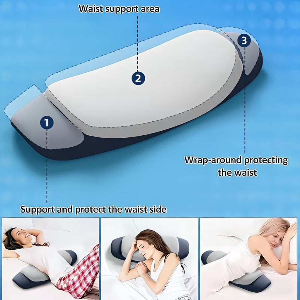 Hotel Collection Lumbar Support Pillow for Bed, Memory Foam Ergonomic Lower Back Support Waist Pillow for Side Back and Stomach Sleepe... - Hotel Quality Plush Sleeping Pillows Detail
