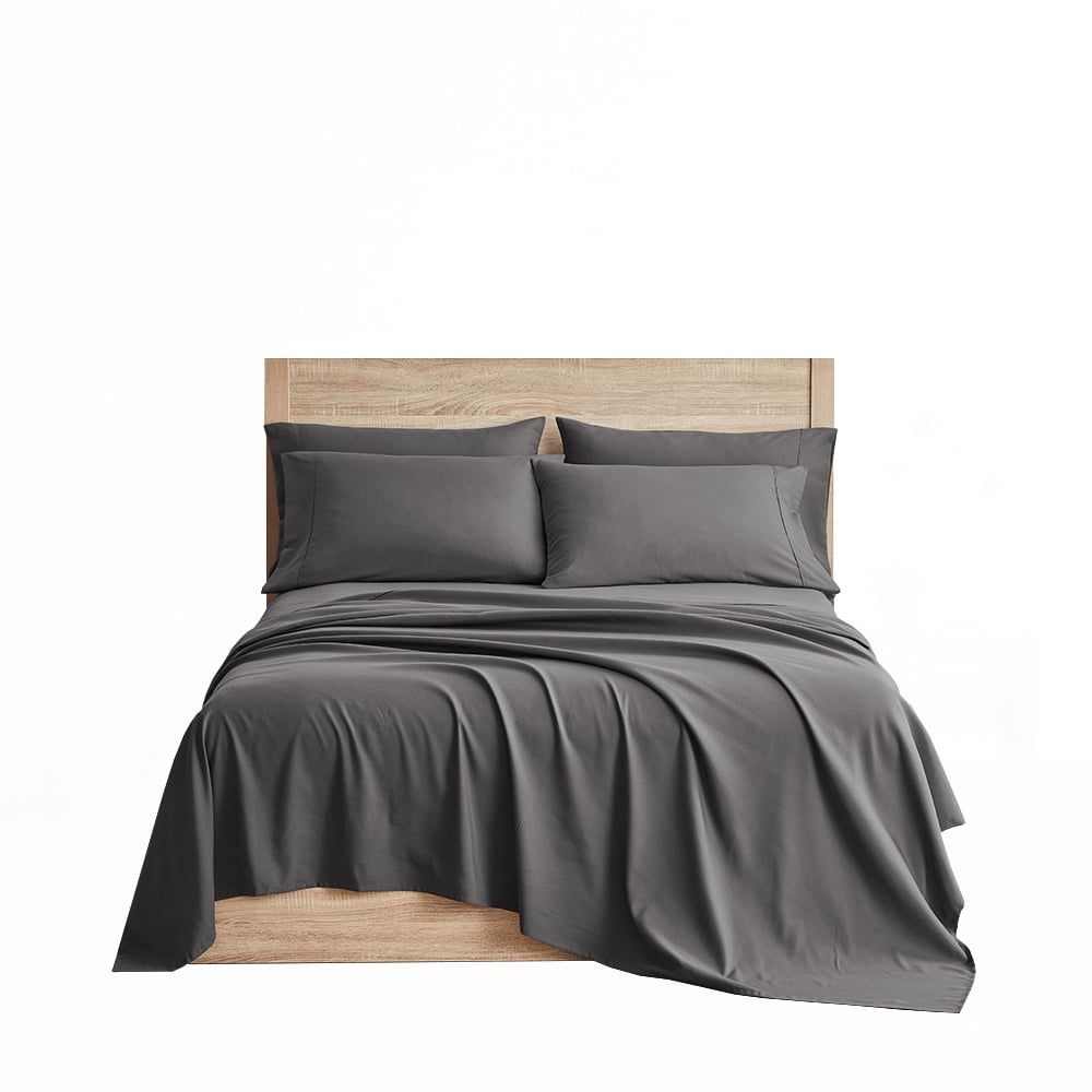 Breathable Luxury So Soft 3-Piece Dark Gray Sheet Set, Twin - Premium Ultra-Soft Pillowcase Pair for Sleeping Detail