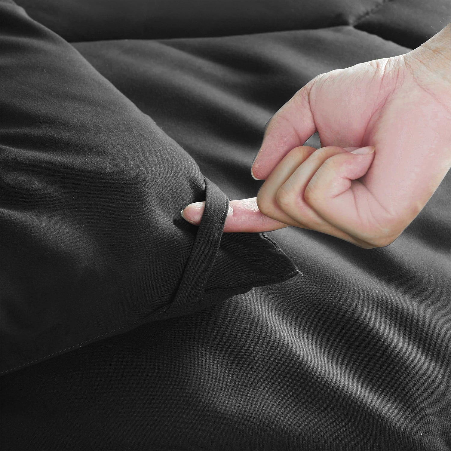 Heavyweight Warmth 8 PCS Modern Comforter Set with Sheets All Season Bed in a Bag, Black, Queen Size - Luxurious Quilted Duvet Cover Set Detail