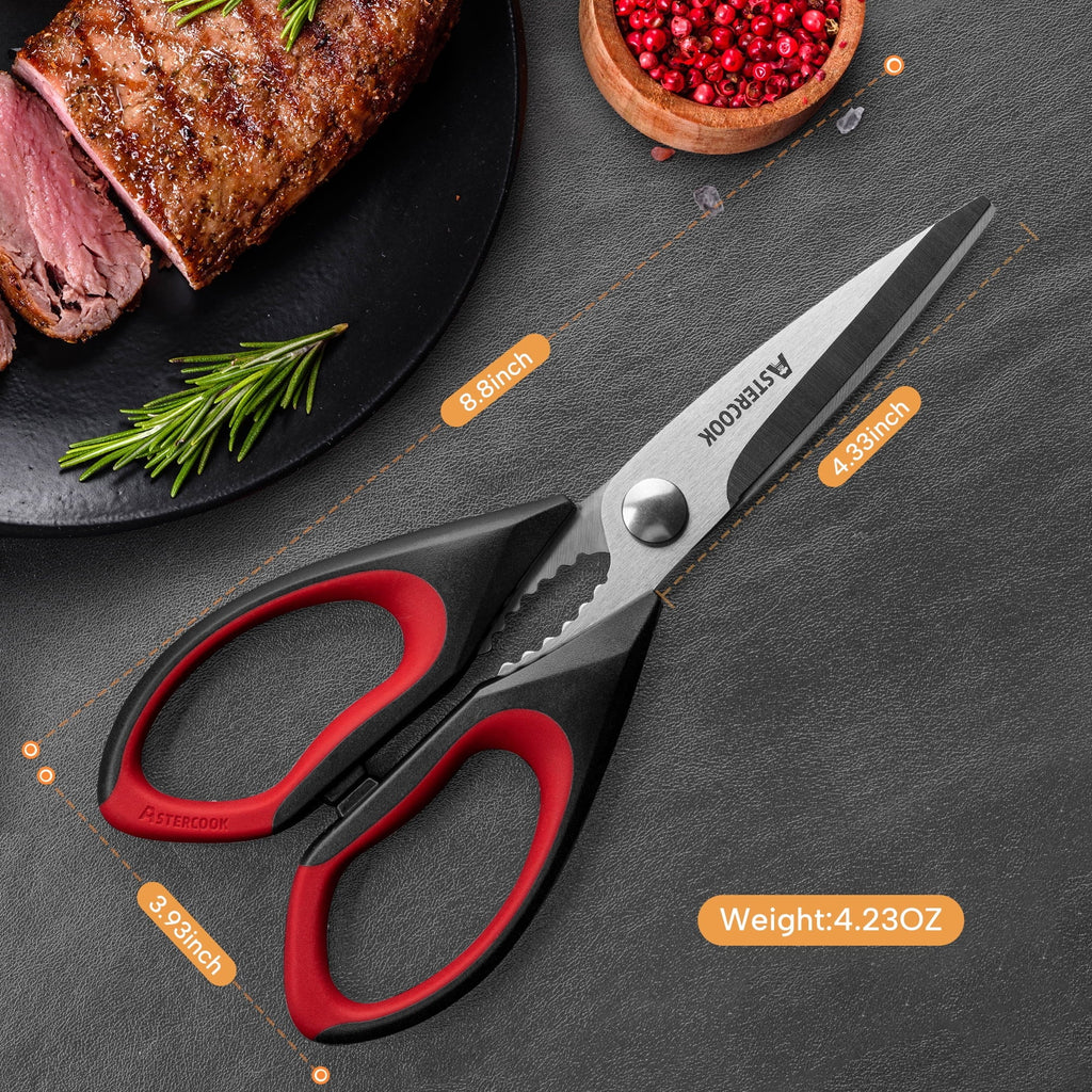 Ergonomic Manual 2 Pcs Kitchen Scissors, Heavy Duty Shears with Serrated Blade, Ergonomic Handle Food Scissor for Poultry, H... - Innovative Kitchen Helper for Modern Cooking Detail