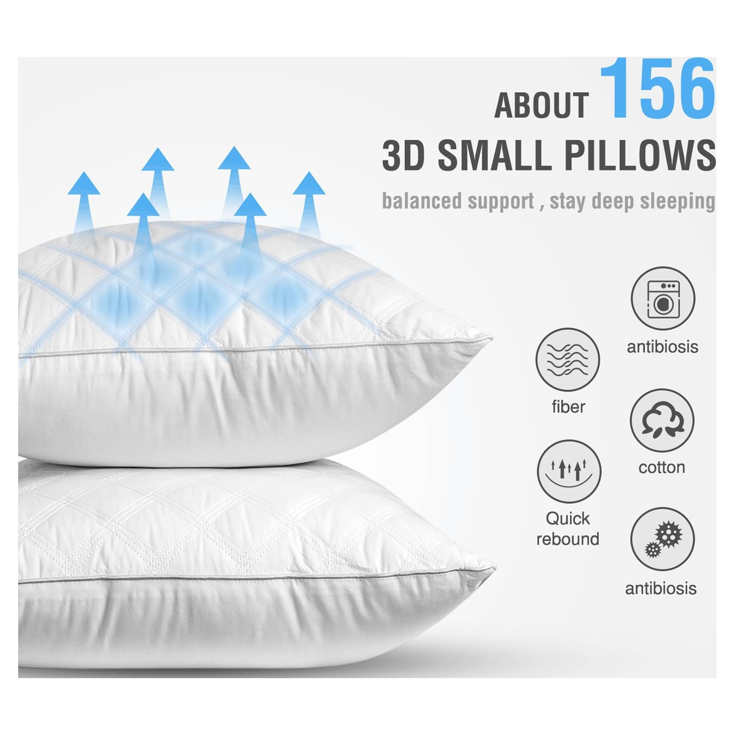 Ergonomic Memory Foam Bed Pillows Queen Size Set of 2 Pillows for Bed 2 Pack Cooling Hotel Collection Down Alternative Pillows 20 x 30 inches - Hotel Quality Plush Sleeping Pillows Detail