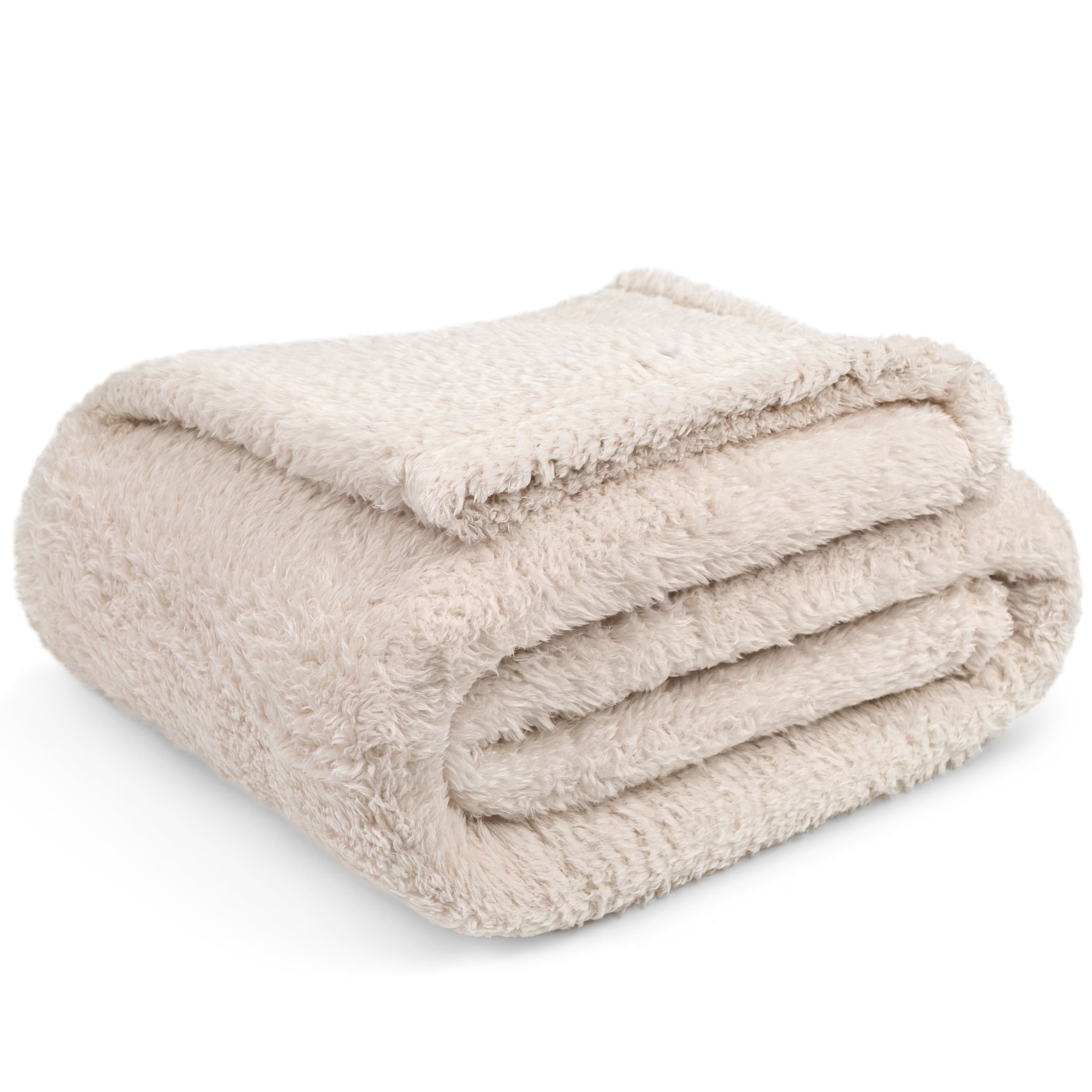 Decorative Knitted Sherpa Throw Blanket For Couch Sofa, Cream Beige Fluffy Warm Plush Blanket for Bed, Cozy Super Soft Lightweight Throw... - Cozy Fleece Throw Blanket for Couch & Bed Detail