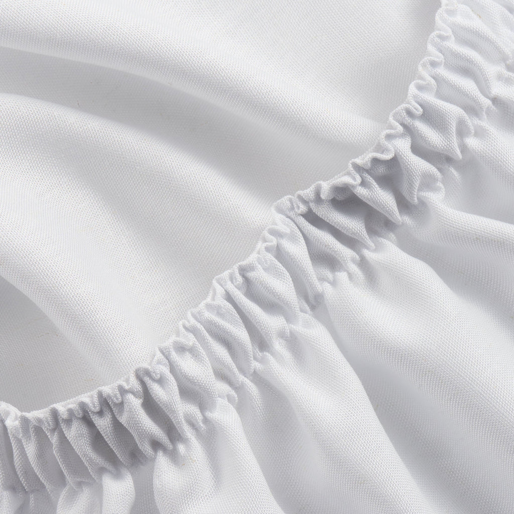 Breathable Luxury 4-Piece White Lyocell & Linen Blend Percale Bed Sheet Set, Queen - Luxury Bed Sheet Set with Deep Pockets Detail
