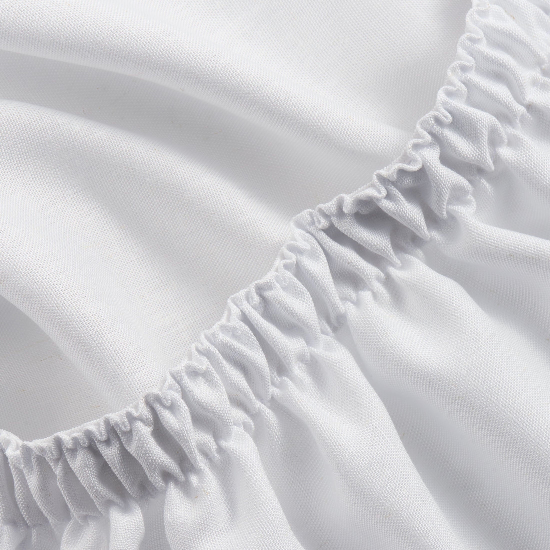 Breathable Luxury 4-Piece White Lyocell & Linen Blend Percale Bed Sheet Set, Queen - Luxury Bed Sheet Set with Deep Pockets Detail