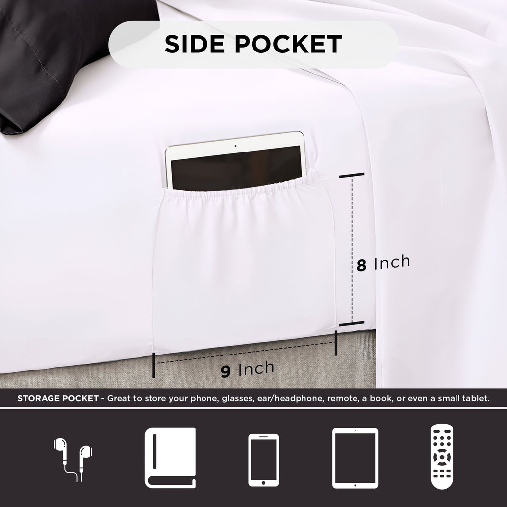 All-Season Queen Comforter Set, Bedding Comforter Set Queen Size W/ Side Pockets, Black, 9 Pieces - Hypoallergenic Ultra-Fluffy Quilt for Winter Detail