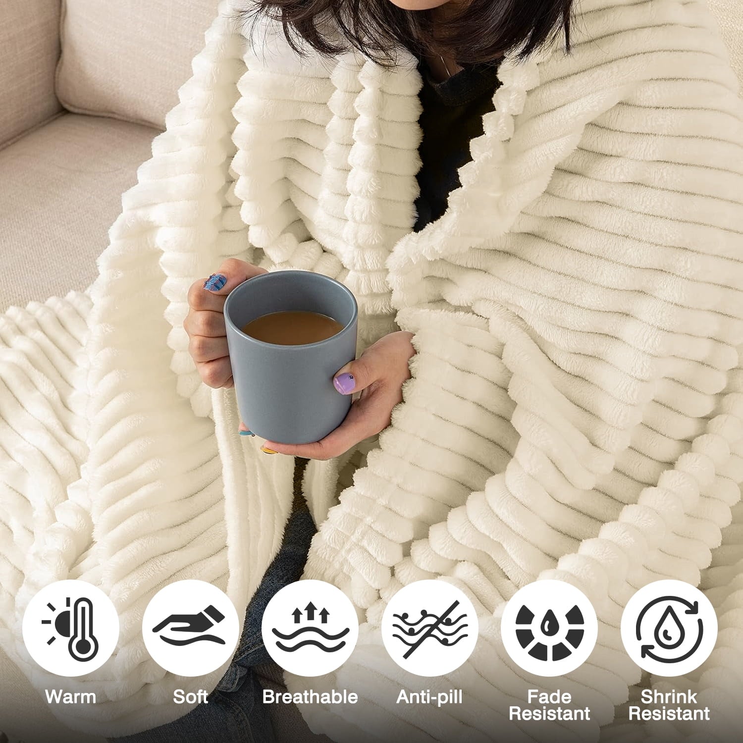 Lightweight Warm Extra Soft with Strip, Plush Fuzzy Cozy Bed s and s for Couch,Bed,Sofa,Lightweight and Versatile s for Office Bedroom... - Luxury Knitted Decorative Throw Blanket with Fringes Detail