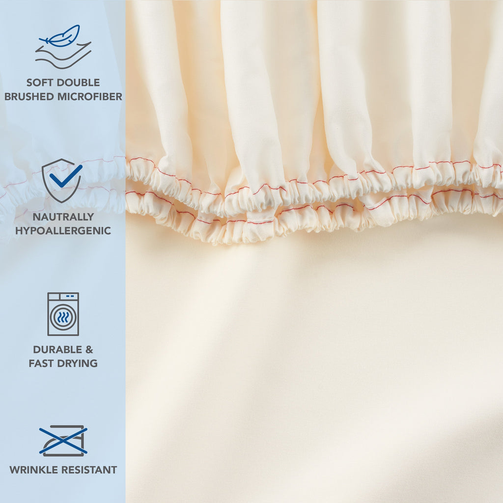 Breathable Luxury Brushed Microfiber Fitted Sheets - Bedding Essentials - Full - (6 Pack) Ivory - Luxury Bed Sheet Set with Deep Pockets Detail