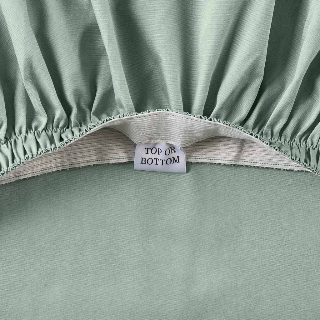 Wrinkle-Resistant Cool & Crisp 4-Piece 300 Thread Count Green River Cotton Percale Sheet Set, Queen - Breathable Egyptian Cotton Flat & Fitted Sheets Detail