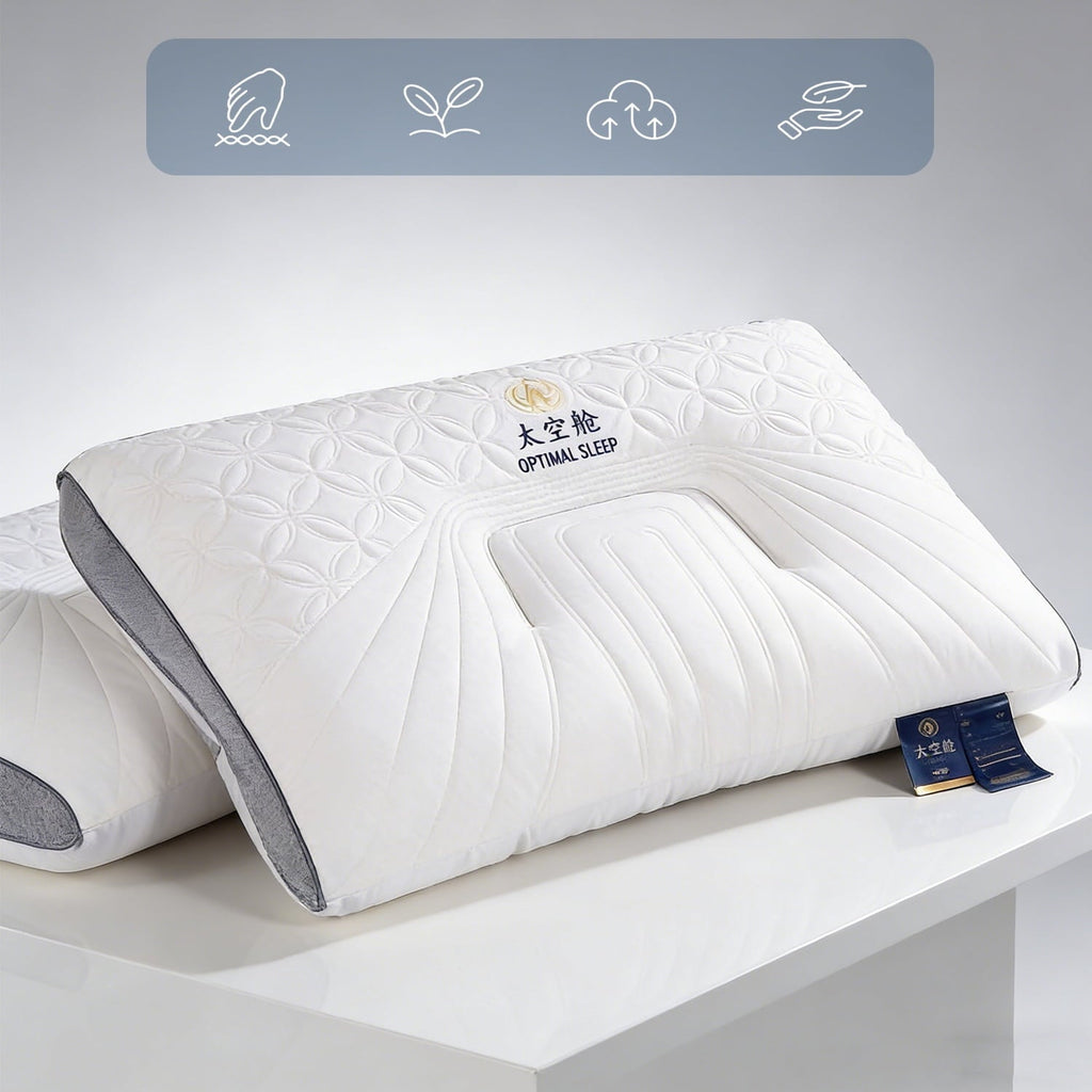 Decorative Plump 2-Pack Space Capsule Bed Pillow (29.13" x 18.9") - Plush and Supportive - Ergonomic Memory Foam Pillow for Neck Pain Support Detail