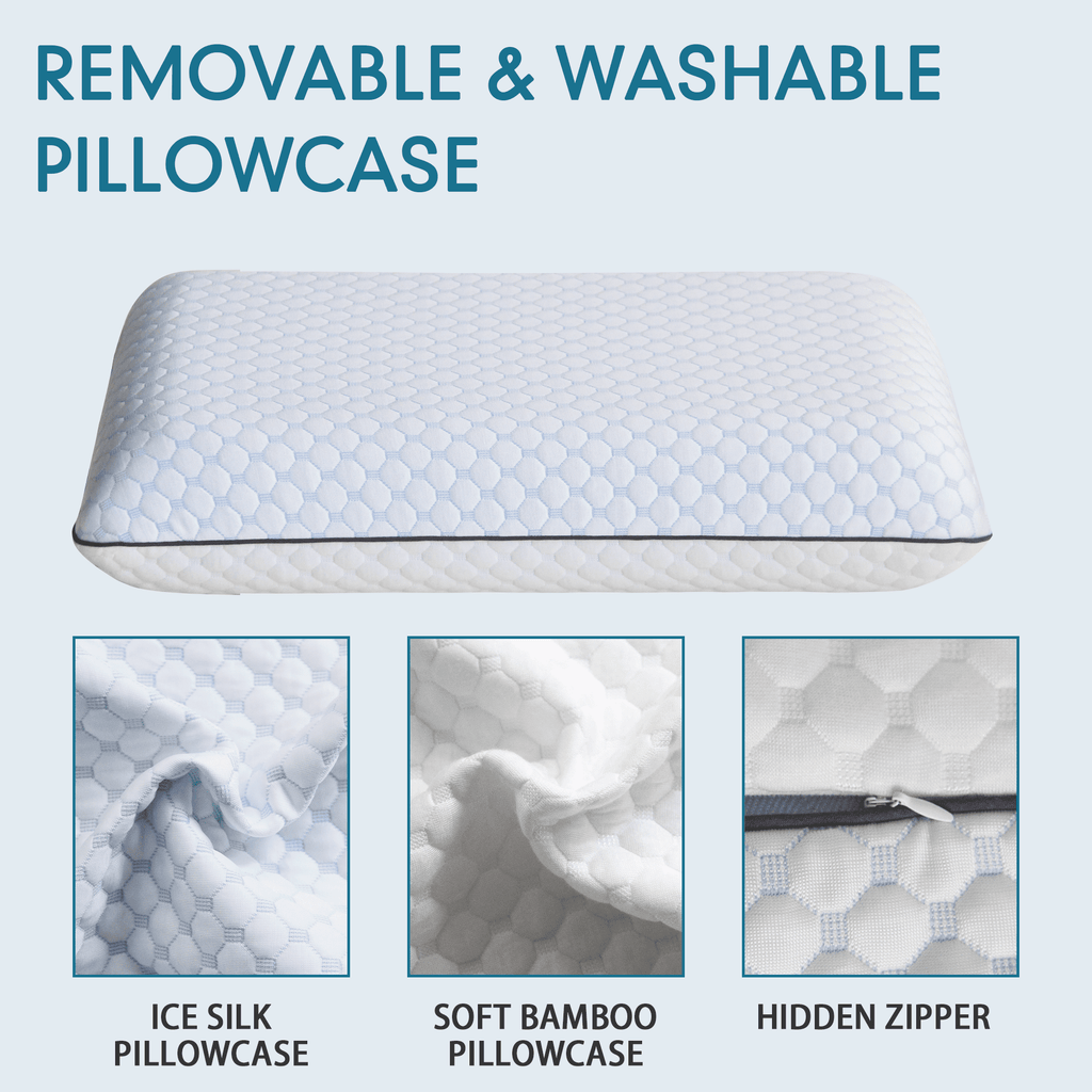Hotel Collection Gel Memory Foam Pillow, Queen Size Bed Pillow, Washable Cover, Cooling, Breathable Neck Pillow for Sleeping - Hotel Quality Plush Sleeping Pillows Detail