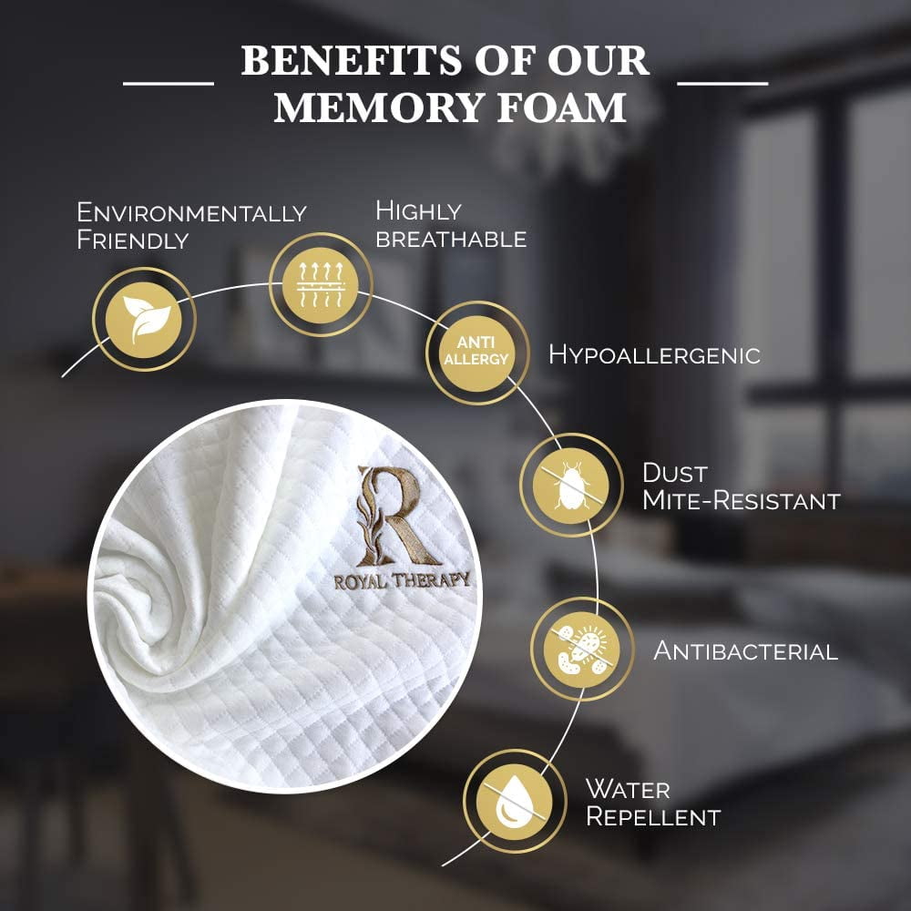 Decorative Plump Queen Memory Foam Pillow + Extra Pillowcase, Bed Pillow for Neck & Shoulders for Adult - Hotel Quality Plush Sleeping Pillows Detail