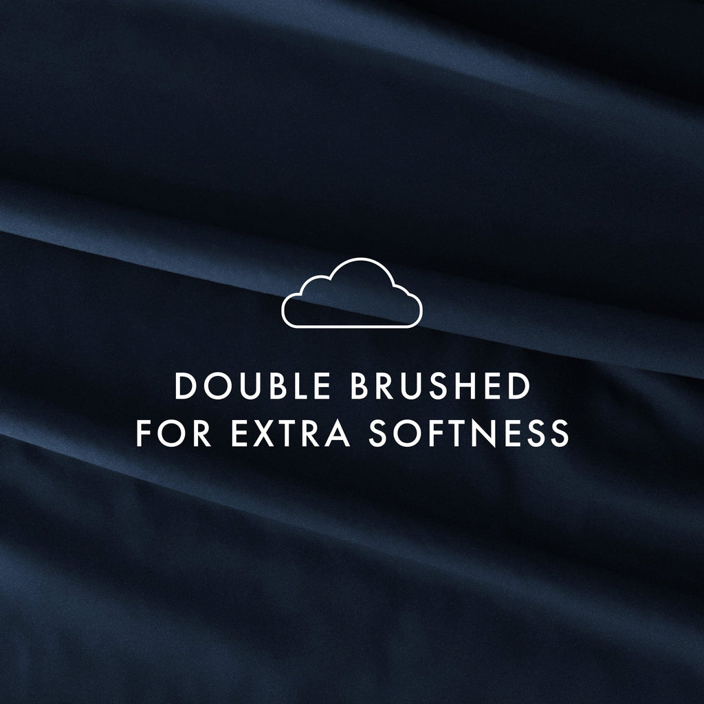Premium Egyptian Cotton 4 Piece Solid Microfiber Bed Sheet Set, Navy, Queen - Cooling Hotel Quality Bedding Sheets and Pillowcases Detail