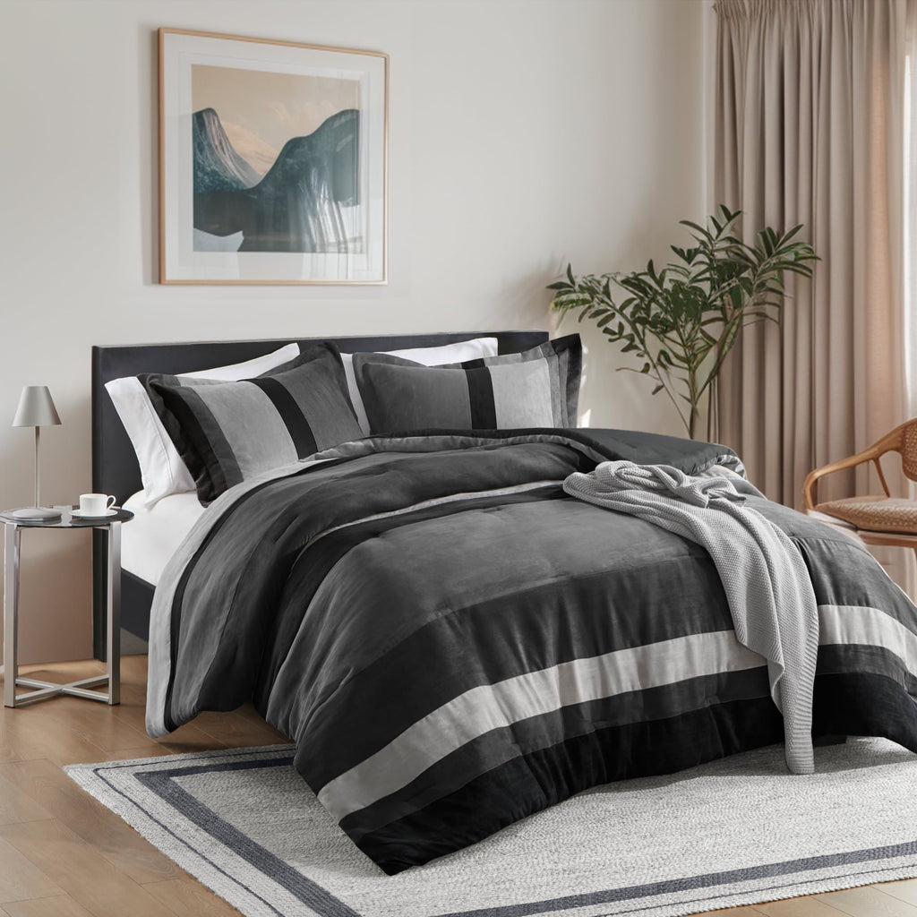 Fluffy Down Alternative Twin/Twin XL Comforter Set Black, 2 Pieces Faux Suede Comforters Twin/Twin XL Size, Pieced Bedding Comforters Sets, C... - Hypoallergenic Ultra-Fluffy Quilt for Winter Detail