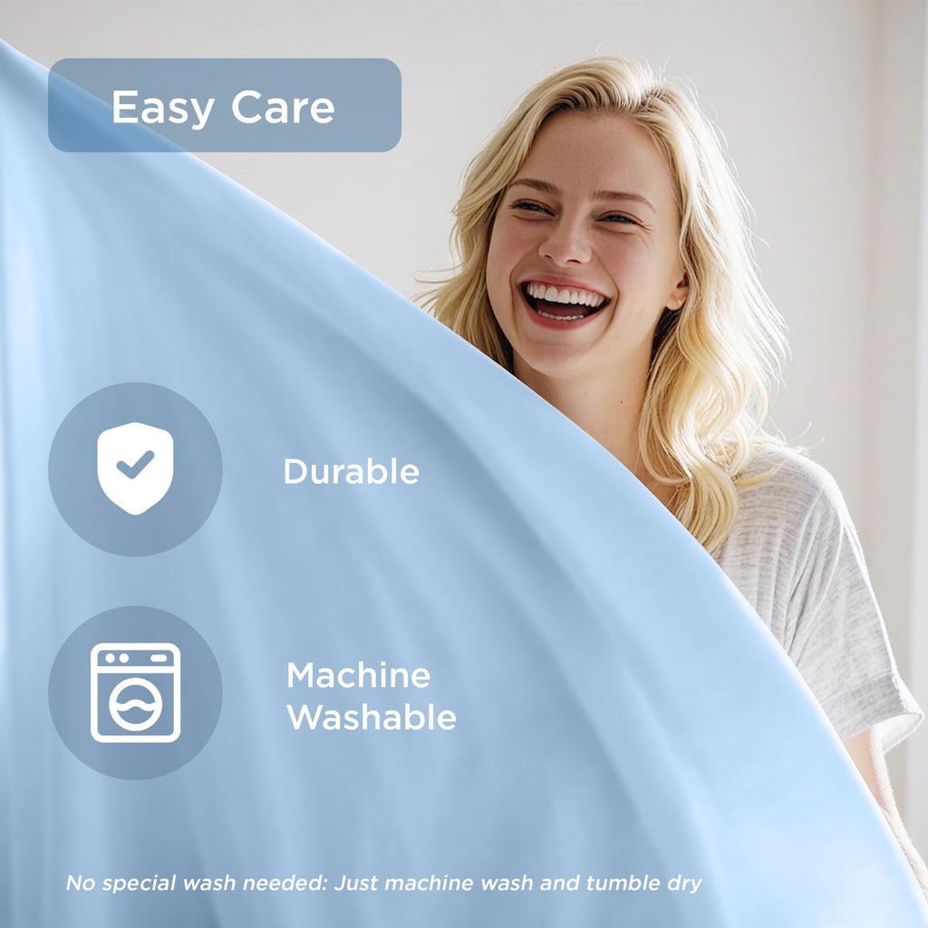 Cooling Sateen Full/QueenSize Sheet Set, 3 Piece Cooling Bed Sheet with Deep Pocket for Hot Sleepers, Ice Blue - Cooling Hotel Quality Bedding Sheets and Pillowcases Detail