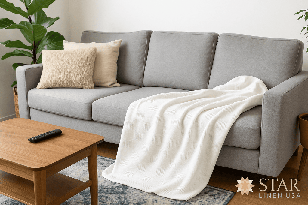 Super Soft Flannel Hospital Thermal Blanket Throw Snag Free | 100% Cotton | Twin 66"x90" | White (1) - Luxury Knitted Decorative Throw Blanket with Fringes Detail