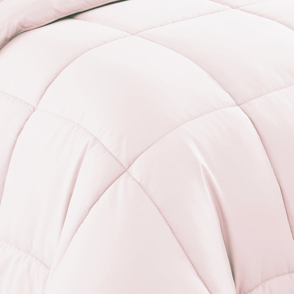 All-Season Supreme 7 Piece Bed-In-A-Bag All Season Solid Comforter & Sheet Set, Full, Pale Pink - All-Season Down Alternative Comforter Insert Detail