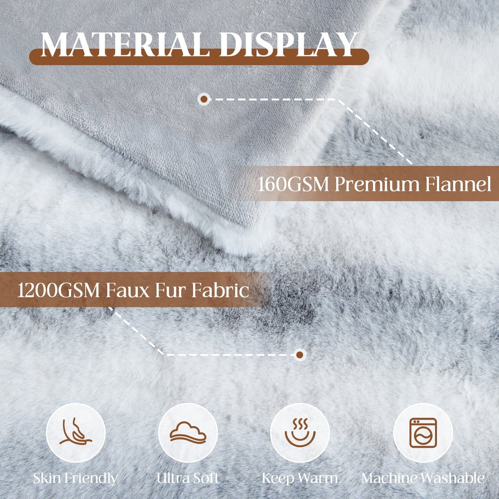 Cozy Fleece Luxury Faux Fur Throw Blanket for Bed Super Thick Warm Fuzzy Blankets for Bedroom Living Room, 60" x 80", White - Cozy Fleece Throw Blanket for Couch & Bed Detail