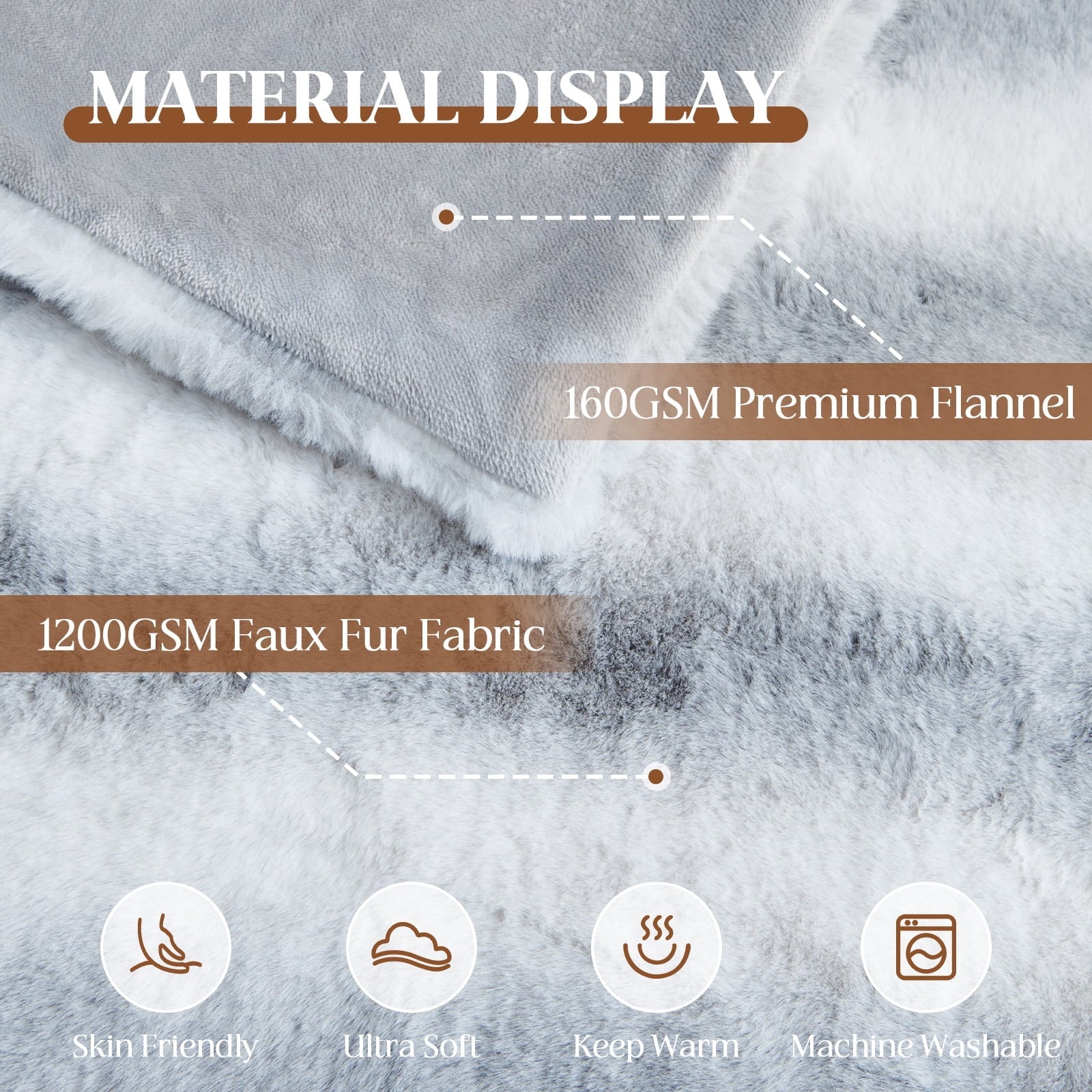 Cozy Fleece Luxury Faux Fur Throw Blanket for Bed Super Thick Warm Fuzzy Blankets for Bedroom Living Room, 60" x 80", White - Cozy Fleece Throw Blanket for Couch & Bed Detail