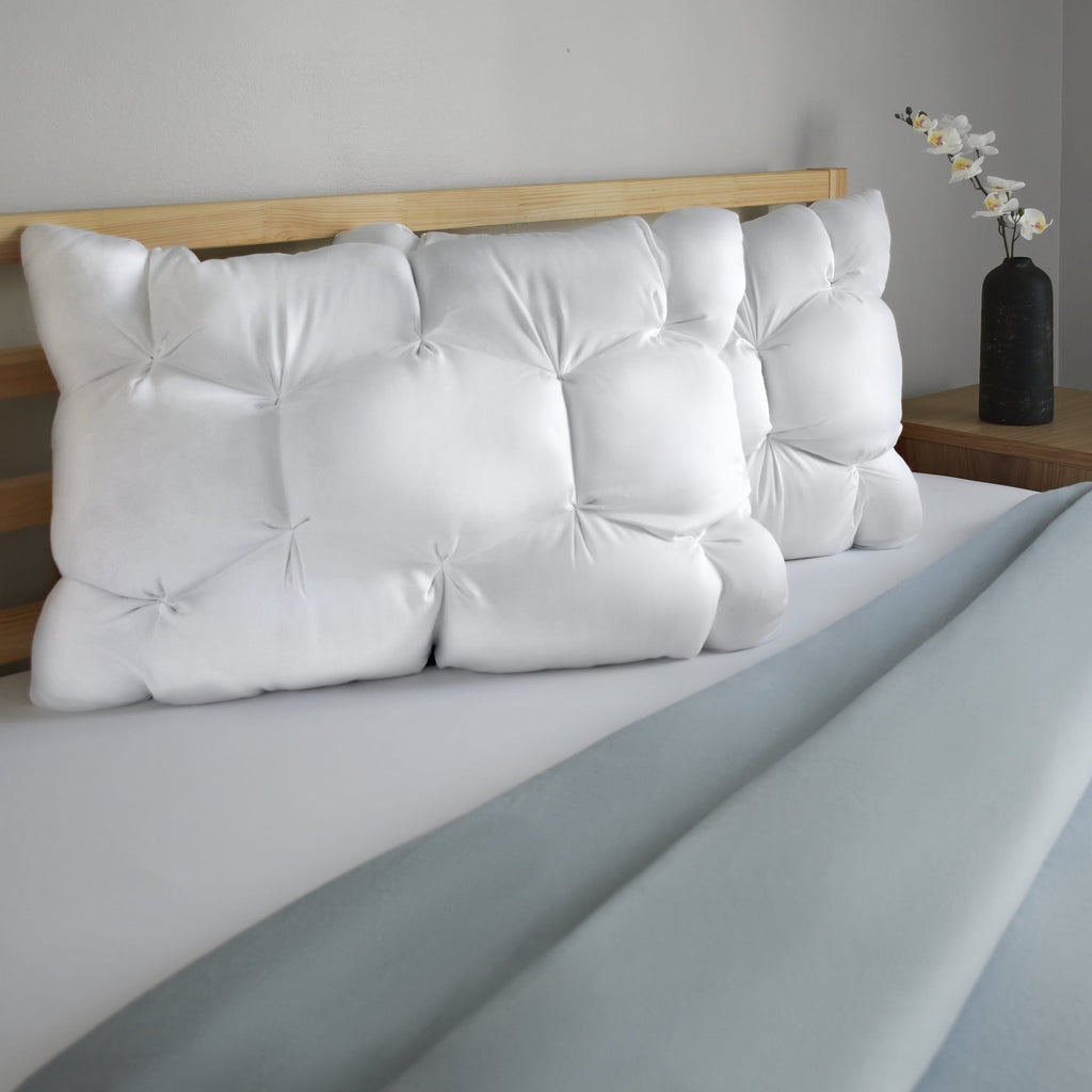 Hotel Collection Down Alternative Cloud Luxe Bed Pillows, Standard/Queen - Adaptive Huggable Core (2 Pack) - Orthopedic Shredded Foam Bed Pillow Set Detail
